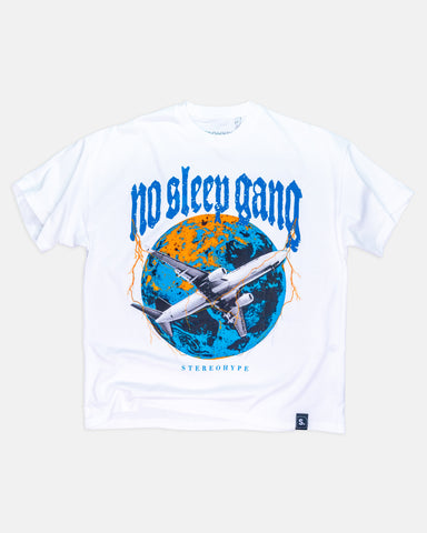 No Sleep Gang Oversized White T-Shirt